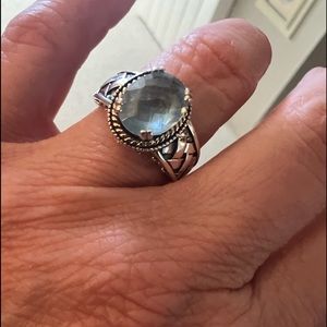 A2.85CT Oval Altai Aquamarine with .90CTW around White Zircon Sterling Silver